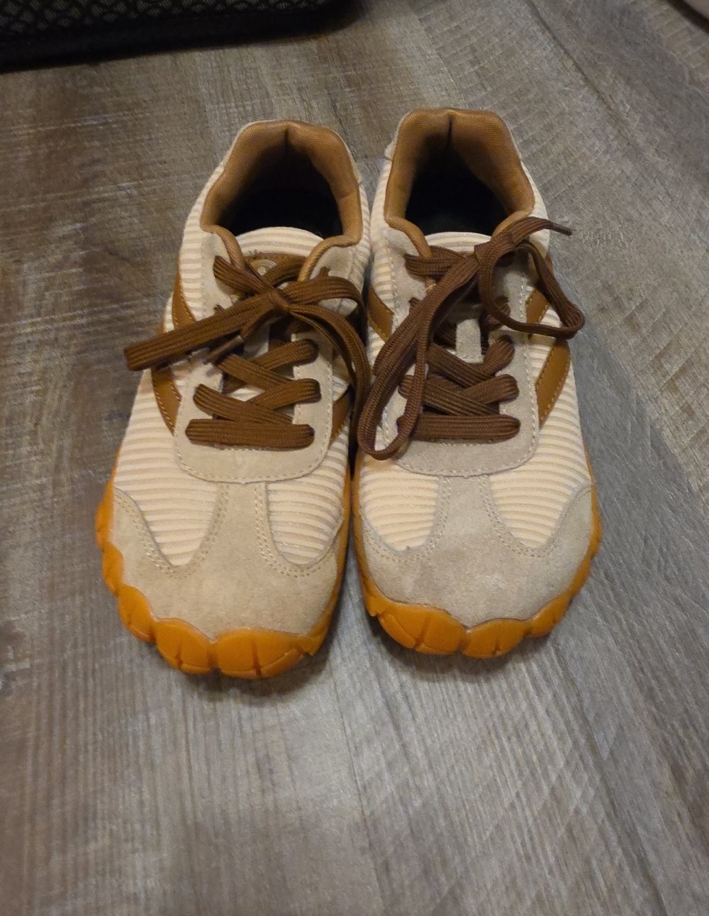 Kids Brown and Tan Sneakers - Lightweight Casual Shoes